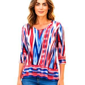 Rubyred Large Multicolor Long Sleeves Women's Top Shirt Blouse Miss 12 14 L